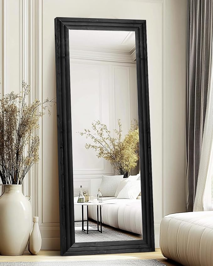 Full Length Mirror 65"x24" Solid Wood Frame Floor Large Mirror - Image 4