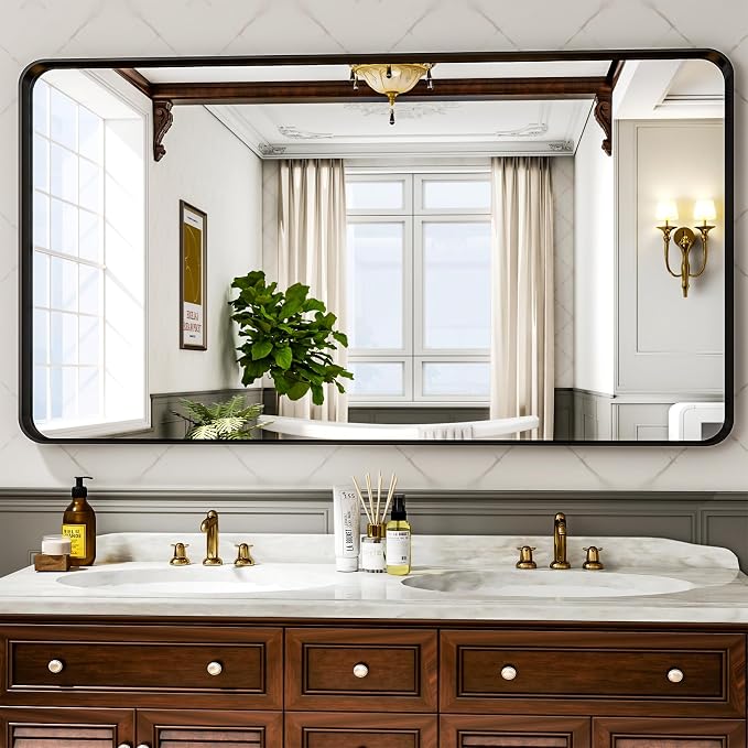 55"x 30" Black Bathroom Mirror - Image 7
