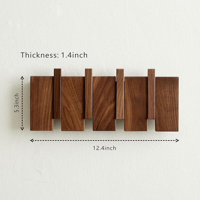QUELLANCE Wooden Coat Hooks Wall Mounted, Coat Rack Hanger Wall Mount - Image 3
