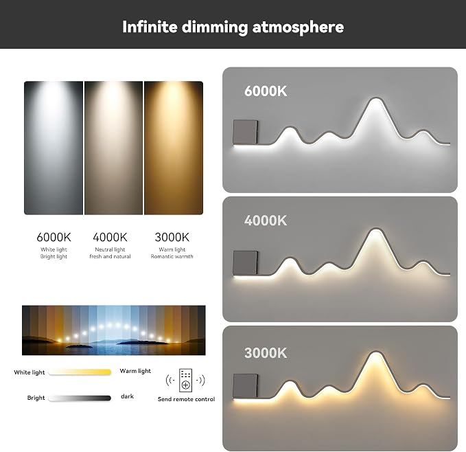 Qcyuui Modern Wall Sconce with Remote Control 43.3inch Dimmable LED Wall Lights - Image 5