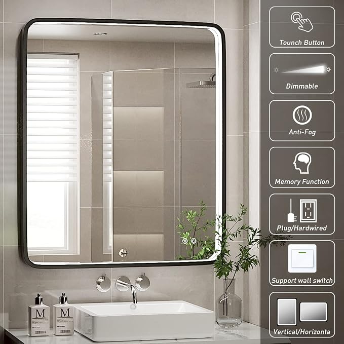 30X36 Inch LED Mirror for Bathroom, Large Wall Mounted Makeup Mirror, Dimmable - Image 4