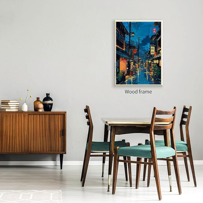 Japanese Tokyo Tea House Framed Canvas Wall Art Japanese City Street Cafe Scene - Image 3