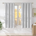 NICETOWN Greyish White Faux Linen Room Darkening Rod Pocket Curtains 63 inch by NICETOWN