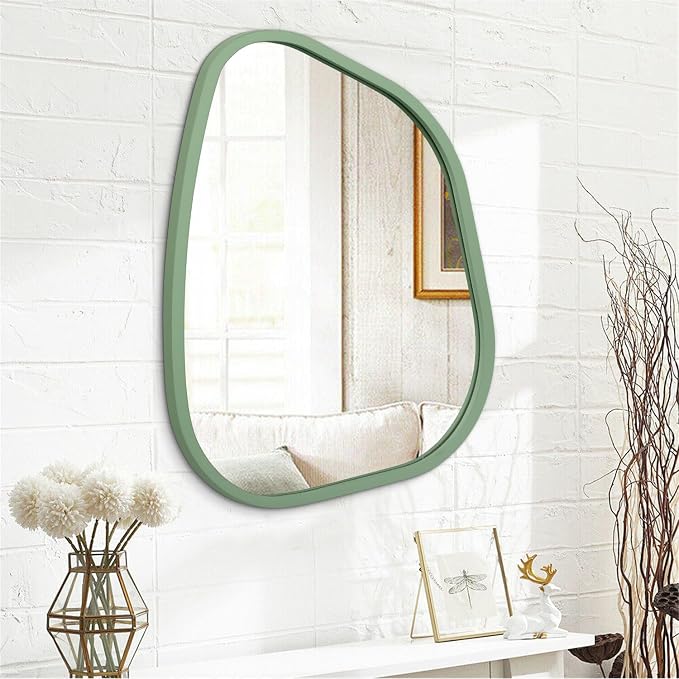 Asymmetrical Mirror for Wall Irregular Accent Wood Frame Modern Unique Wall - Image 2