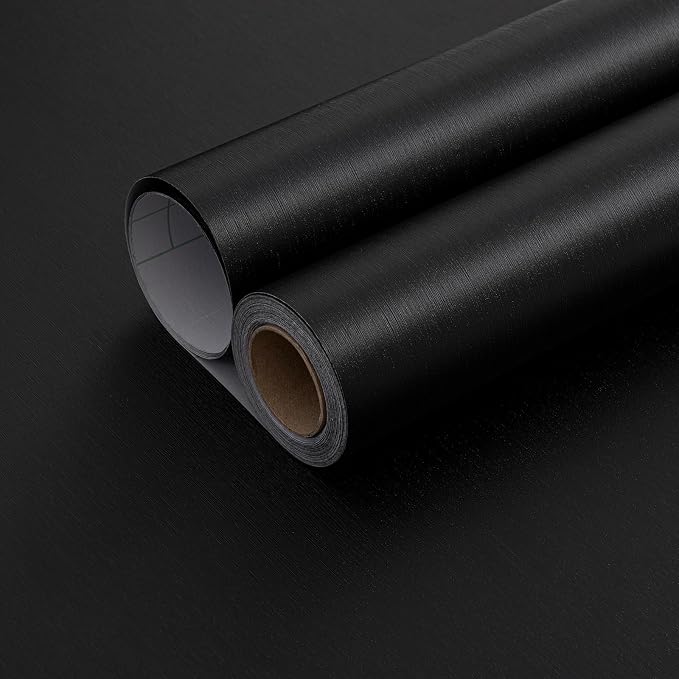 FUKU MON 23.6" X 393" Black Wallpaper Peel and Stick Contact Paper Solid - Image 7