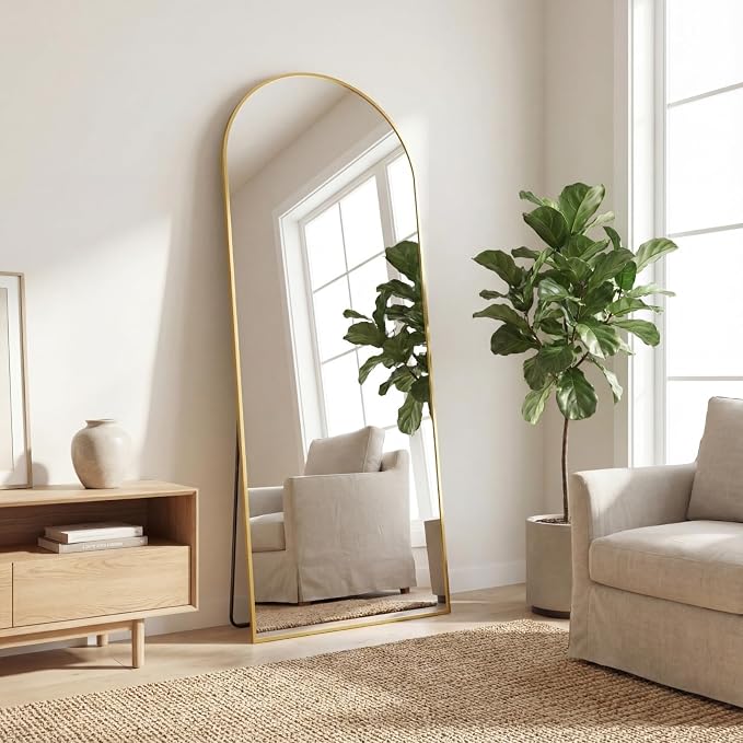 Sweetcrispy 56"x21" Arched Full Length Mirror, Leaning or Standing Full Body - Image 7