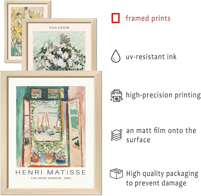 ANERZA 16 PCS Framed Sage Green Wall Art Decor, Matisse Wall Prints - Image 3