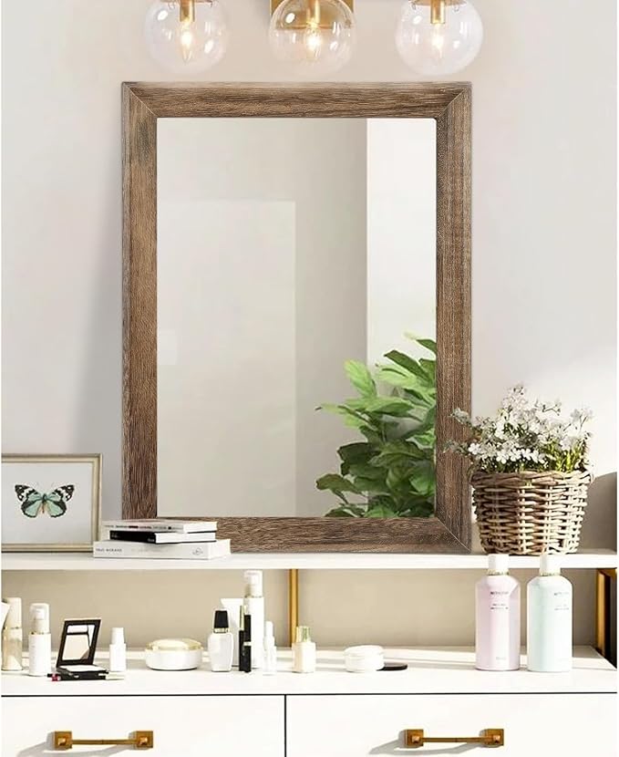 AAZZKANG Rustic Wood Mirror Rectangle Decorative Wall Mirrors - Image 4