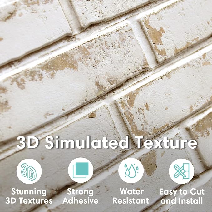 Commomy 3D Peel and Stick Brick, Ultralight Thin PVC Faux Brick Wall Panels - Image 2