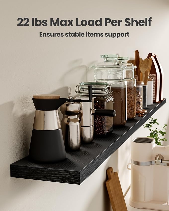 AMADA HOMEFURNISHING 47.2" L Floating Shelves, Wall Shelves Set of 3 - Image 5
