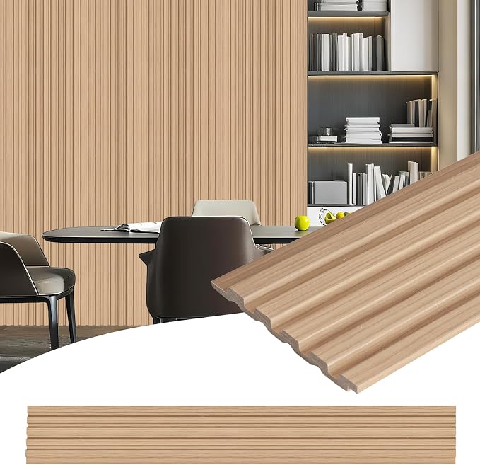 16-Pack 3D Soundproof Slat Wall Panels, Modern Faux Wood Wall Cladding by Unknown