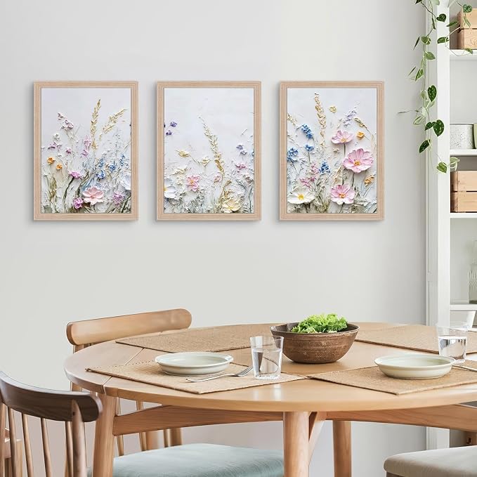 Framed 3D Floral Texture Canvas Wall Art Relief Textured Floral Oil Painting - Image 6