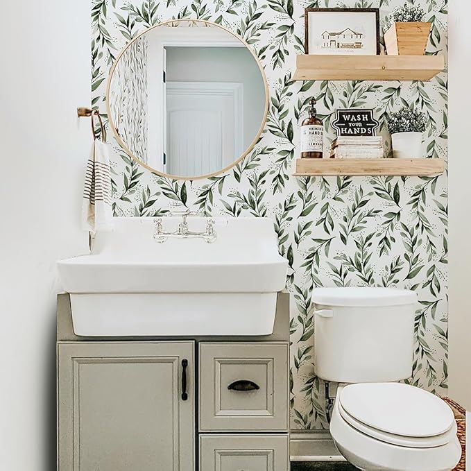 Livebor Green Leaf Wallpaper Peel and Stick Olive Leaf Contact Paper 17.7inch x - Image 3