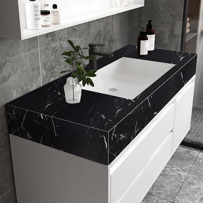 practicalWs 23.6''×118'' Marble Contact Paper Black/White Peel and Stick - Image 6