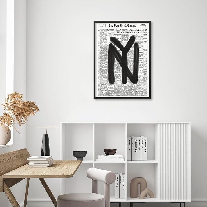 Black and White Newspaper Wall Art Vintage New York City Poster Trendy - Image 4