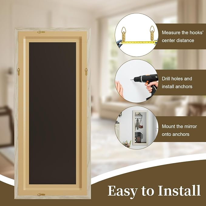Syndra Modern Full Length Mirror Wood Frame, 56x20'' Large Floor Mirror - Image 9