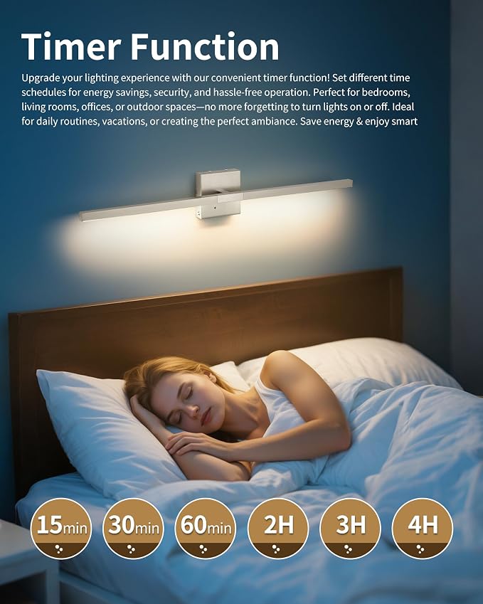 Rayogale Rechargeable Battery Operated Wall Sconce Set of Two, 24 Inch - Image 6