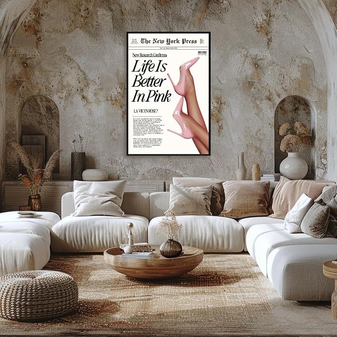 Trendy Baby Pink Poster 70s Canvas Prints The New York Press Wall Art Life Is - Image 5