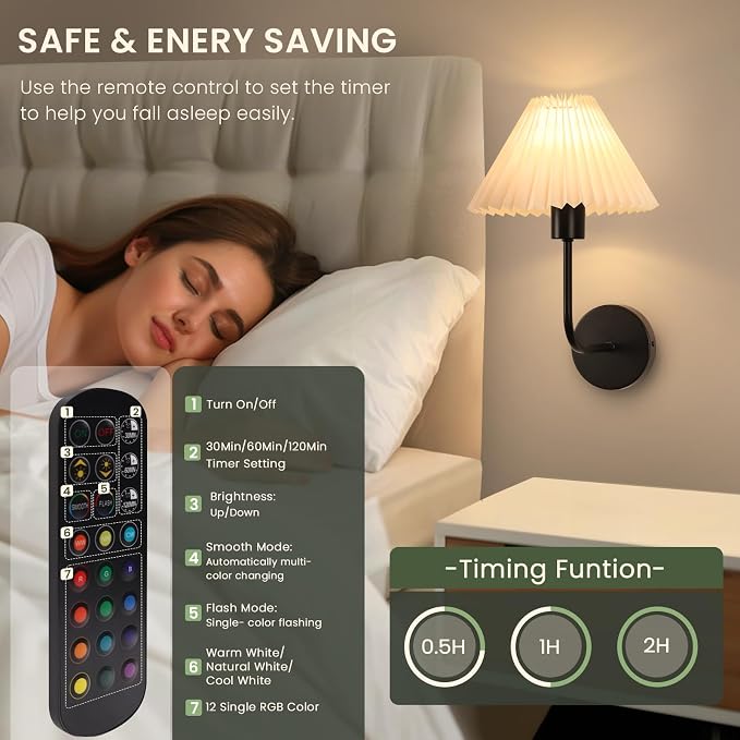 Rechargeable Battery Operated Wall Sconces Sets of 2, 15 Colors Wireless Wall - Image 8