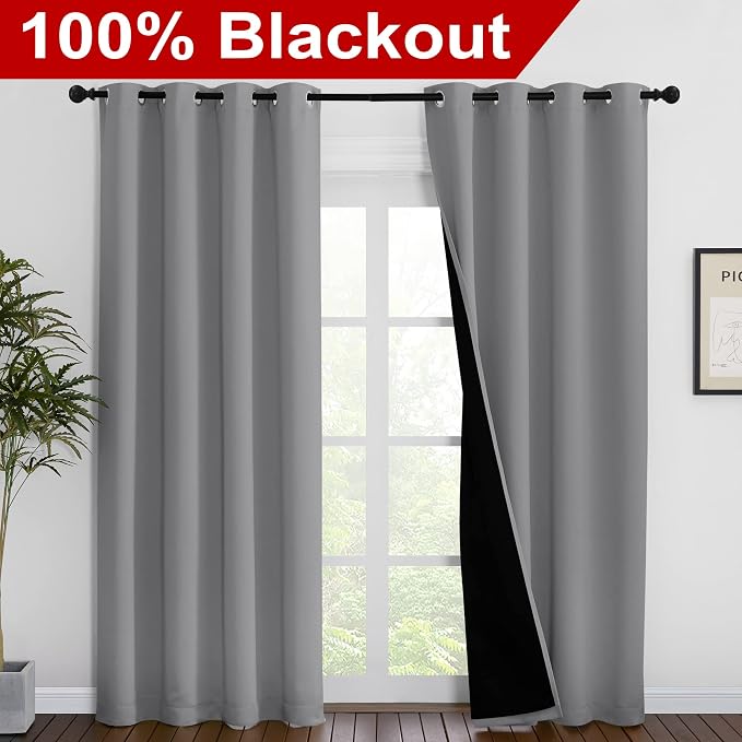 NICETOWN Full Shade Curtain Panels, Pair of Energy Smart & Noise Blocking Out - Image 2