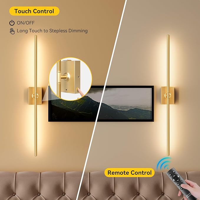 Ouyulong Battery Operated Wall Sconces Set of 2, 10000mAh Wireless Rechargeable - Image 6
