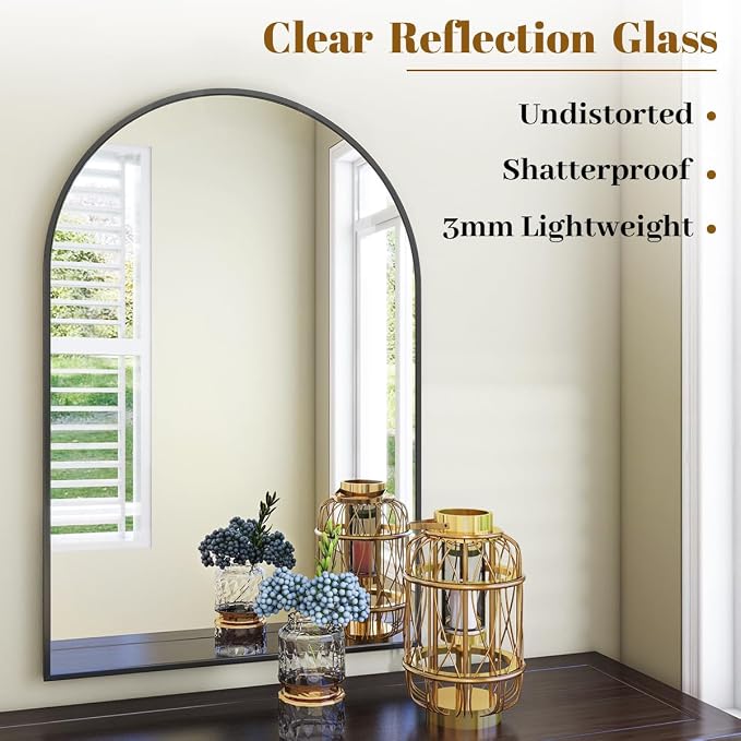 VooBang Arched Wall Mirror, 26 x 41 inch Arch Bathroom Mirror, Wall Mounted - Image 4