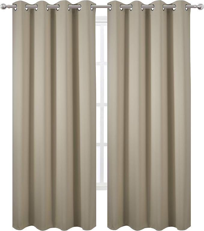 LEMOMO Beige Blackout Curtains/52 x 108 Inch/Set of 2 Panels Room Darkening - Image 2