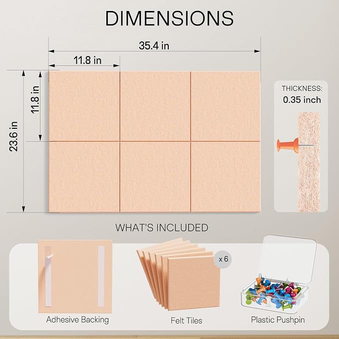 MaxGear Large Cork Board for Wall 36" x 24", Peach Beige Bulletin Board - Image 2