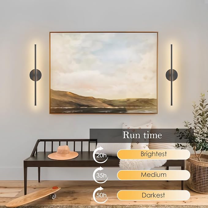 KARTOOSH Battery Operated Wall Sconces Set of Two, - Image 3