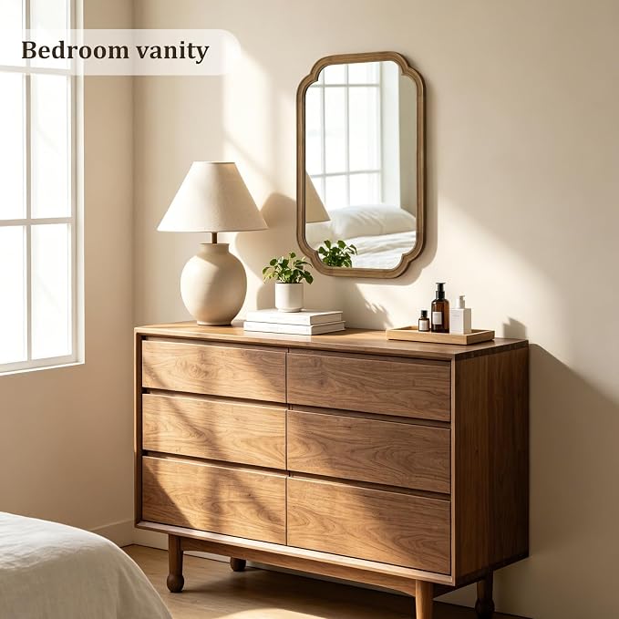 WallBeyond 20" x 30" Wood Mirror Rounded Corner Arch Wall Mirror - Image 3