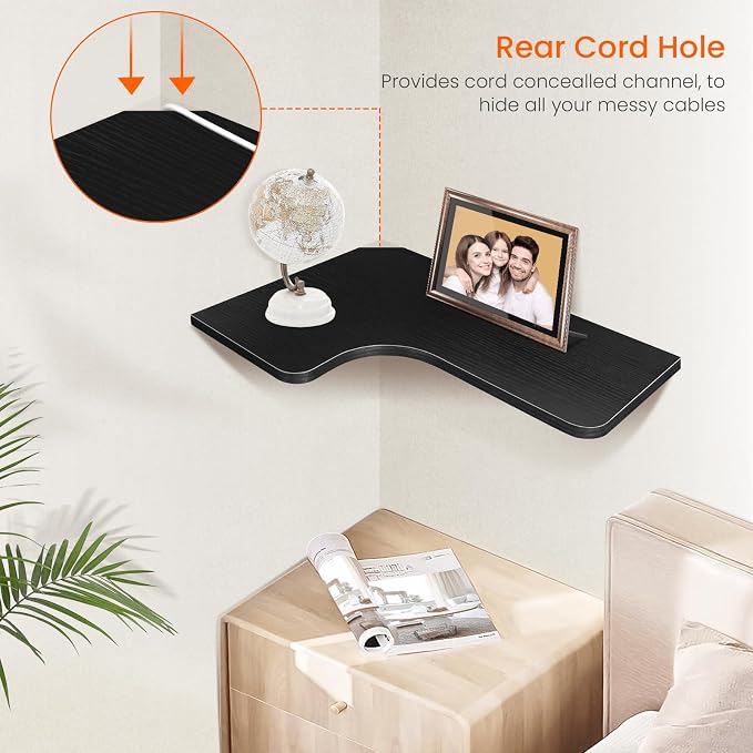 Homode Corner Shelves Wall Mounted, 3 Tier Wooden Hanging Display Shelf - Image 3