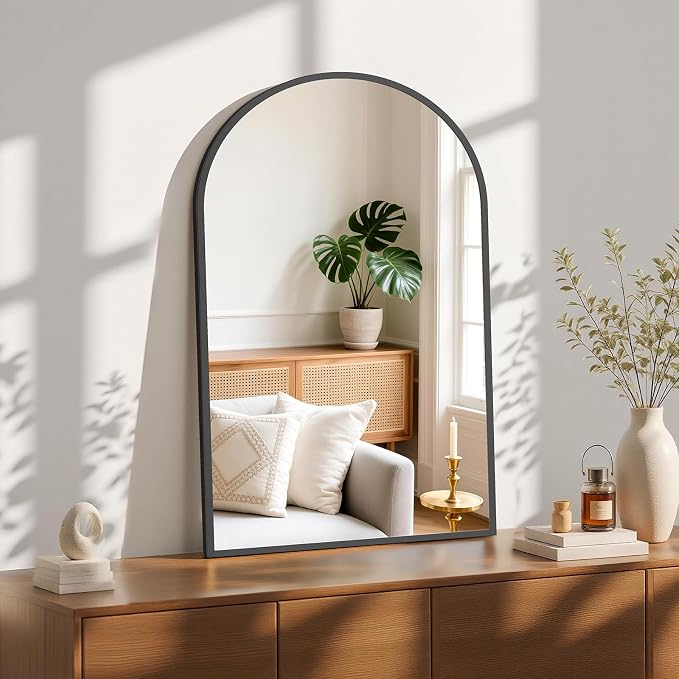 Sweetcrispy 24"x36" Arch Black Bathroom Wall Mirror, Metal Frame Vanity Mirror - Image 5