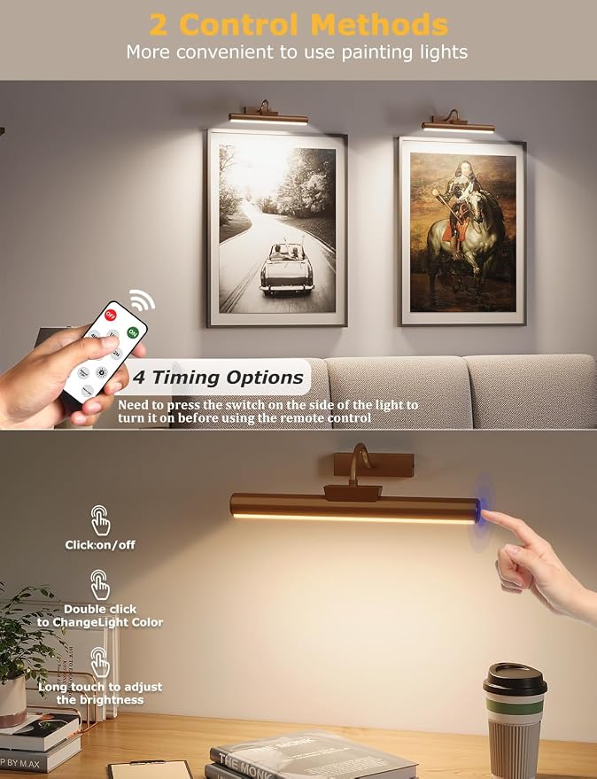 Picture Light Battery Operated, 13in Wireless Art Light - Image 3