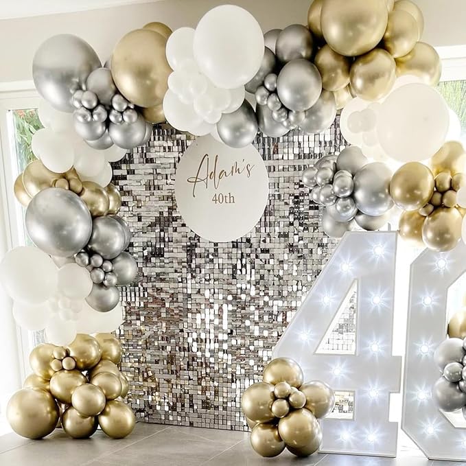 COKAOBE Silver Shimmer Wall Backdrop, Photo Backdrops - Image 7