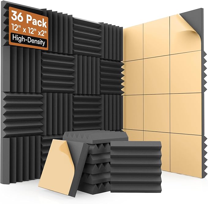 SD SODOCT 36 Pack Wedge Acoustic Foam Panels, Self-Adhesive Sound Proof Foam by SODOCT