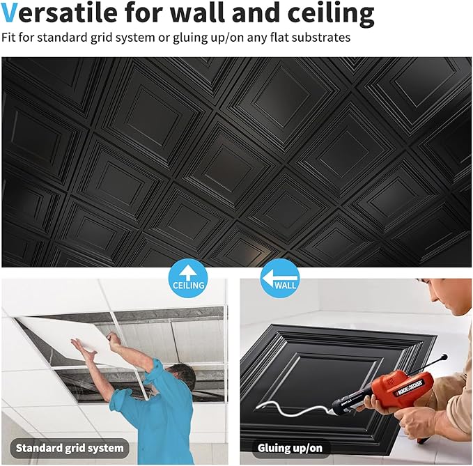 Art3d Drop Ceiling Tiles 24x24 Inch – Glue Up PVC Ceiling Tiles 2x2 Ft. - Image 8