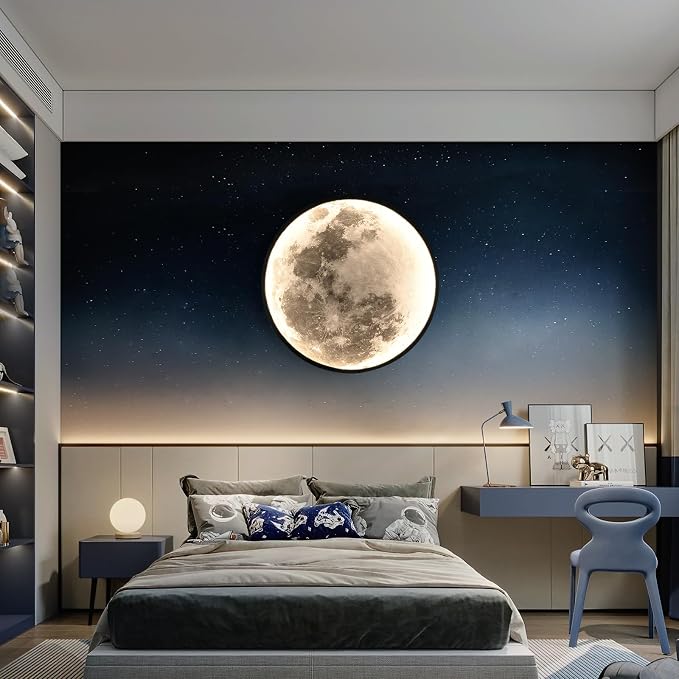QIYIMEILUX Large Moon Wall Sconce Plug in Modern LED Dimmable Wall Light - Image 4
