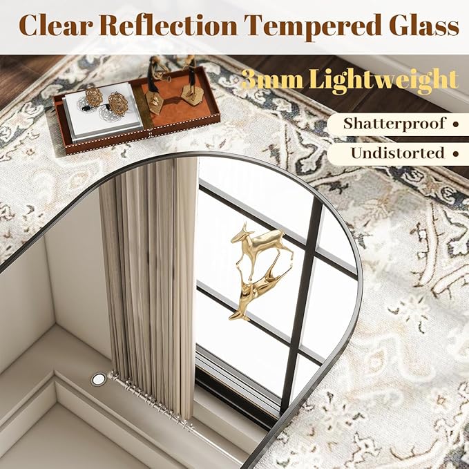 VooBang Wide Arched Wall Mirror, 38 x 40 inch Arch Bathroom Mirror, Wall - Image 3