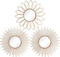 3 Pack Metal Mirrors for Wall Sunburst Wall Mirrors Home Décor Decorative by Uaussi