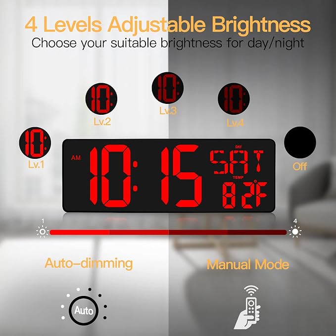 XREXS Large Digital Wall Clock - Image 3