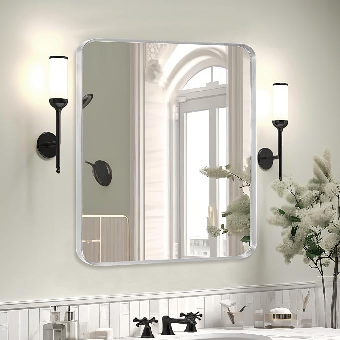 Silver Metal Framed Bathroom Mirror - Image 2
