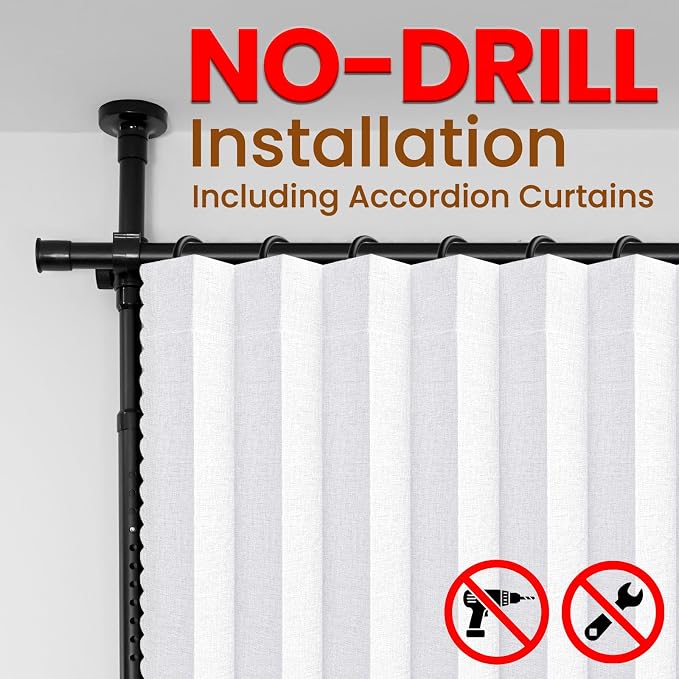 100% Blackout Room Divider Curtains Sets White W100 x L84 in 1 Panel No Drill - Image 3