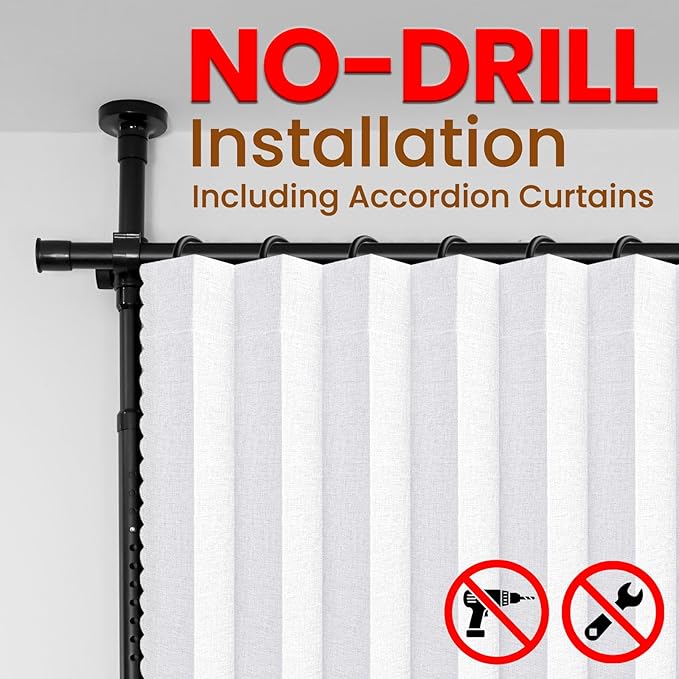 100% Blackout Room Divider Curtains Sets White W100 x L96 in 1 Panel No Drill - Image 3