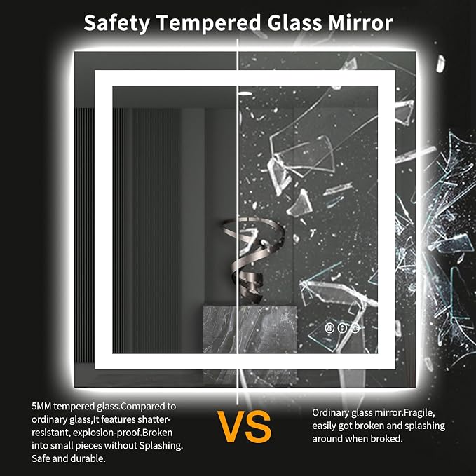 LOAAO 40"X38" LED Bathroom Mirror - Image 8