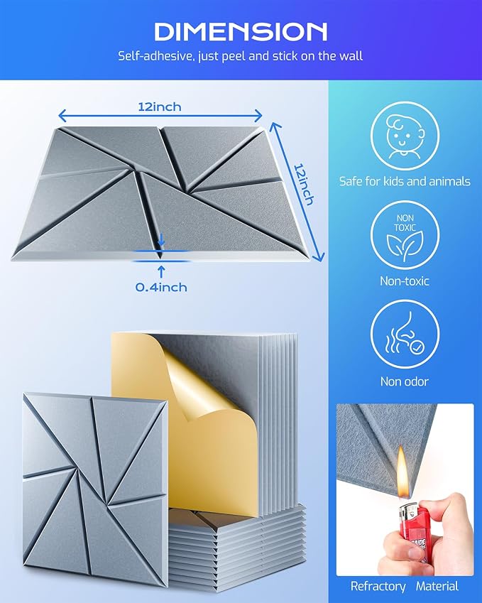 22 Pack Acoustic Panels, Sound Proof Foam Panels - Image 3