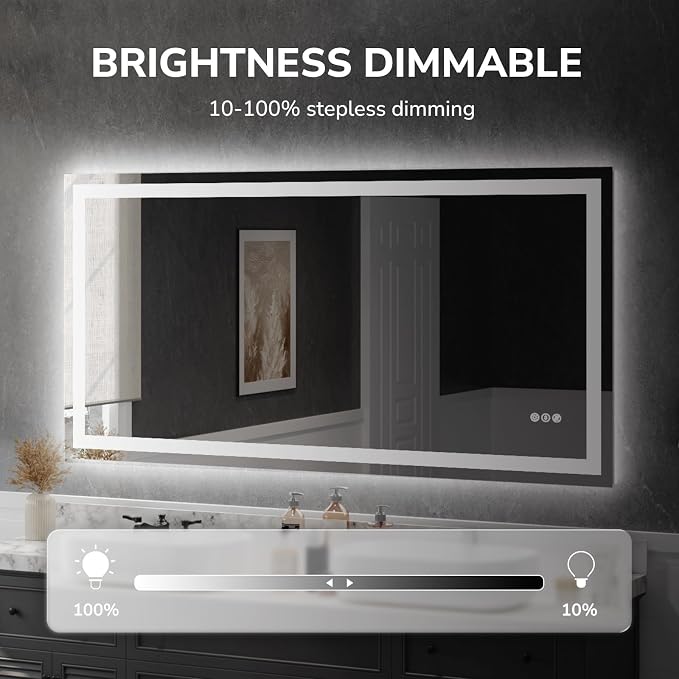USHOWER LED Bathroom Mirror 72x36 Inch Tempered Glass - Image 5