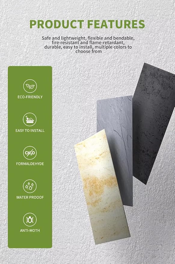 SINGULARWOOD 15pcs/26.46 sq ft Soft Stone Wall Tiles, Flexible Travertine Rock - Image 4