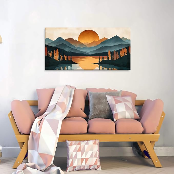 Suconvng Colorful Canvas Art Wall Decor Prints Mountain Boho Wall Art Picture - Image 5