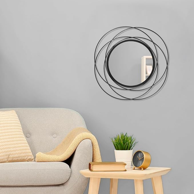 Black Circle Mirror Wall Decorative Metal Mirror Art Small Round Wall-Mounted - Image 3