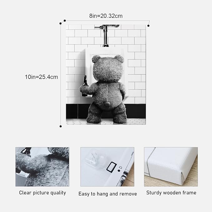 DIHSIEG Motivational Canvas Wall Art Funny Bathroom Wall Art Floral Canvas - Image 2